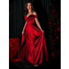 Červené saténové dlhé spoločenské šaty DIJATA