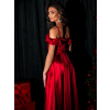 Červené saténové dlhé spoločenské šaty DIJATA