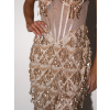 Krémové trblietavé luxusné večerné šaty BALASY