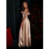 Zlaté saténové dlouhé plesové šaty EBOLIA (Veľkosť ONESIZE)