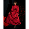 Bordó vianočné saténové šaty WOMAN s dlhým rukávom