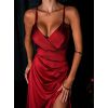 Bordó dlouhé saténové šaty ARANKA (Veľkosť ONESIZE)