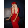 Červené dlouhé žerzejové šaty ISADORA (Veľkosť ONESIZE)
