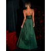 Smaragdové dlhé saténové šaty ARANKA s výstrihom