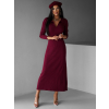 Vínové dlhé džersejové šaty ARTUDO s golierom