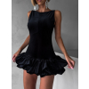 Čierne zamatové krátke šaty FRANCHO so všitými kraťaskami