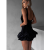 Čierne zamatové krátke šaty FRANCHO so všitými kraťaskami