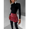 114289 3 cervena mini flitrovana balonova sukne chaim