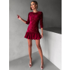 Červené flitrované balónové krátke šaty GAMMY