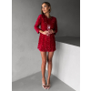 Červené flitrované krátke šaty LESEK s mašľou