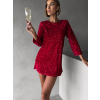Červené flitrované krátke šaty LESEK s mašľou