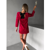 Červené flitrované krátke šaty LESEK s mašľou
