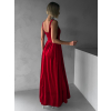 Červené vypasované zamatové dlhé šaty GAZMA