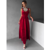Červené vypasované zamatové dlhé šaty GAZMA