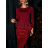 Bordó elegantní top ALLESSIA s volánem (Veľkosť M/L)