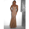 Nude dlhé trblietavé elastické šaty VSEHNO