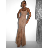 Nude dlhé trblietavé elastické šaty VSEHNO