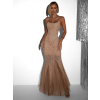 Nude dlhé trblietavé elastické šaty VSEHNO