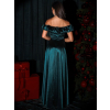 Smaragdové plesové saténové dlhé šaty EBOLIA
