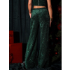 Smaragdové široké trblietavé nohavice ONNILO s flitrami