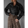 Čierna krátka koženková biker bunda BENEDIKTA