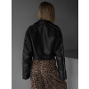 Čierna krátka koženková biker bunda BENEDIKTA