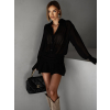 Čierne krátke košeľové šaty TANITHA s volánom