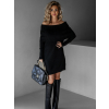 Čierne krátke svetrové šaty FAMULAN s odhalenými ramenami