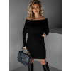 Čierne krátke svetrové šaty FAMULAN s odhalenými ramenami