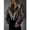 Leopardí faux fur kožešinový krátký kabátek NIALLY (Veľkosť ONESIZE)