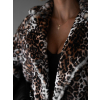 Leopardí faux fur kožešinový krátký kabátek NIALLY (Veľkosť ONESIZE)
