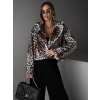 Leopardí faux fur kožešinový krátký kabátek NIALLY (Veľkosť ONESIZE)
