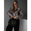 Leopardí faux fur kožešinový krátký kabátek NIALLY (Veľkosť ONESIZE)