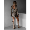 Leopardie krátke šaty AGNETA s dlhým rukávom