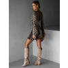 Leopardie krátke šaty AGNETA s dlhým rukávom