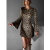 Leopardie krátke šaty AGNETA s dlhým rukávom