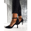 Čierne elegantné kamienkové topánky na podpätku SORREN