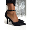 Čierne elegantné kamienkové topánky na podpätku SORREN