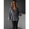 Šedý zavinovací svetr KUISMO s výstřihem (Veľkosť ONESIZE)