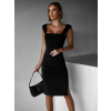 Čierne koktailové jednoduché šaty ARACYT