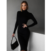 Čierne maxi svetrové šaty OKAROT s rolákom