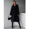 Čierny dlhý flaušový kabát KERRYL s gombíkmi