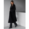Čierny dlhý flaušový kabát KERRYL s gombíkmi