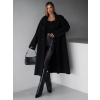 Čierny dlhý flaušový kabát KERRYL s gombíkmi