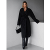 Čierny dlhý flaušový kabát KERRYL s gombíkmi