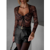 Leopardí korzetové body OLAVAT s dlouhým rukávem (Veľkosť M/L)