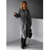 Šedý dlhý melírovaný maxi kabát THAISA