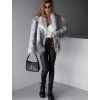 Šedý faux fur kožešinový kabátek BRUNA se žíháním (Veľkosť ONESIZE)
