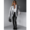 Šedý faux fur kožešinový kabátek BRUNA se žíháním (Veľkosť ONESIZE)