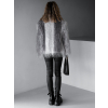 Šedý faux fur kožešinový kabátek BRUNA se žíháním (Veľkosť ONESIZE)